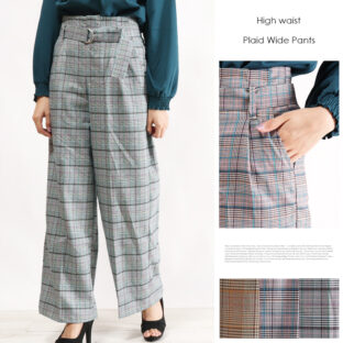 グレンチェックワイドパンツ 全３色