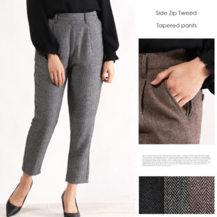 非公開: ツイードテーパードパンツ 全３色