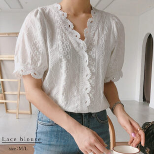 非公開: スカラップ レースブラウス