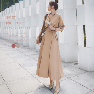 プリーツシャツワンピース 全２色