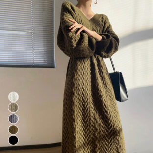 リブニットロングワンピース 全５色