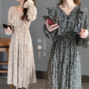 フラワーシフォンワンピース 全２色