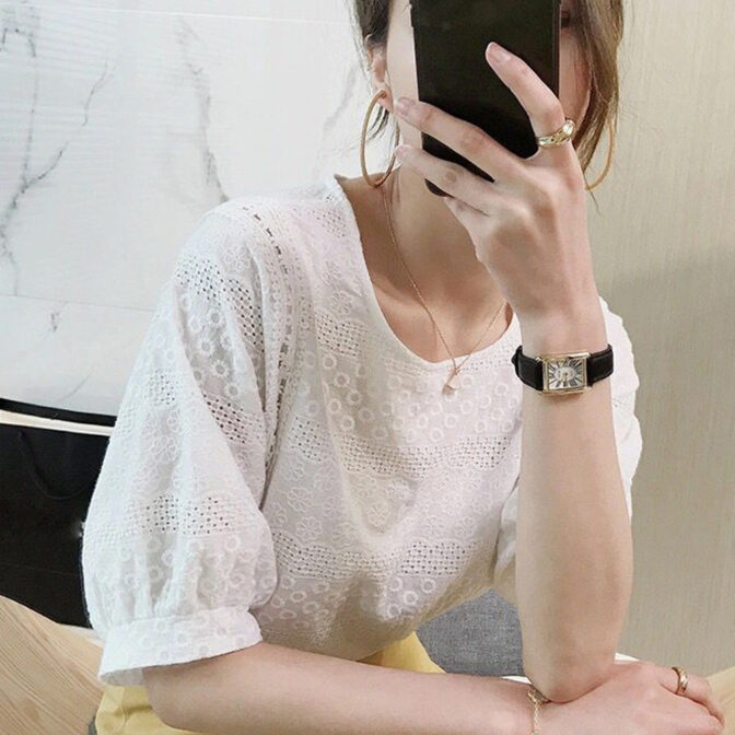 レース　カットソー、半袖