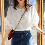 レース　カットソー、半袖