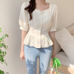 ペンタゴンネック ブラウス