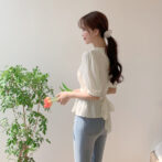 ペンタゴンネック ブラウス