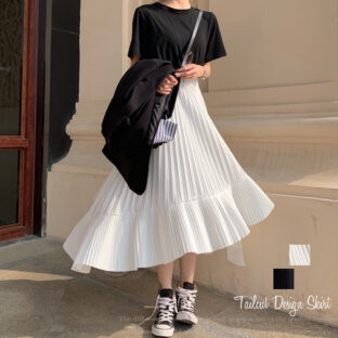 プリーツアシンメトリースカート 全２色