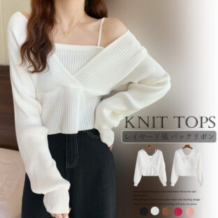 バックリボンレイヤードニット 全５色