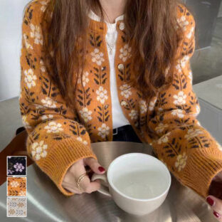 フラワーニットカーディガン 全３色