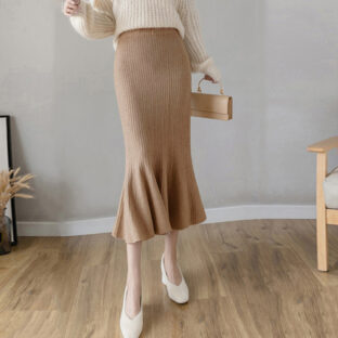 マーメイド リブニットスカート 全４色