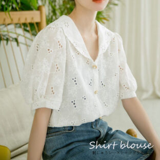 刺繍レースブラウス