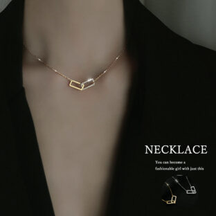 ダブルスクエアシンプルネックレス 全２色