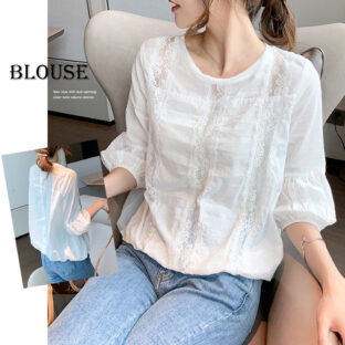 レースデザインシースルートップス