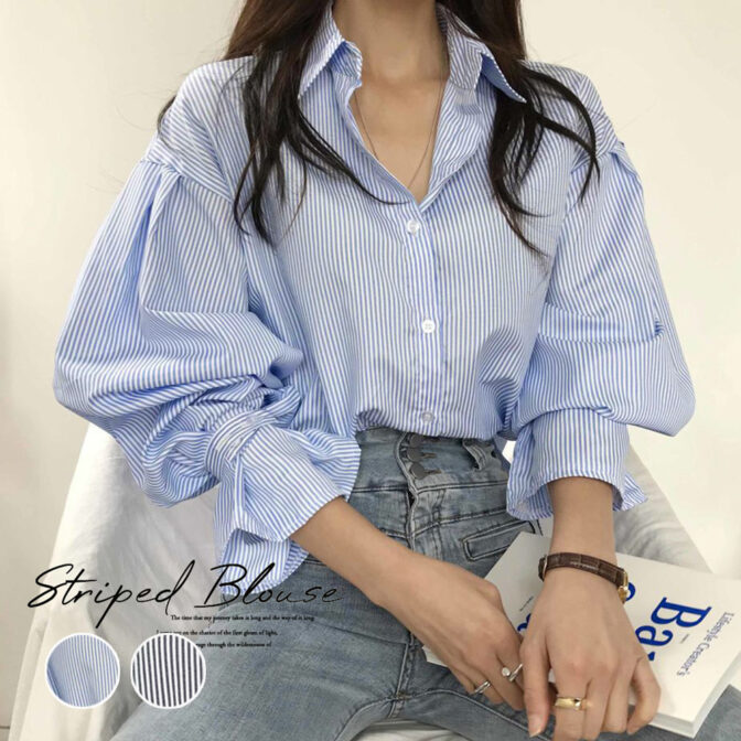 ストライプシャツレディース