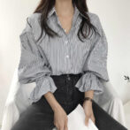 ストライプシャツレディース