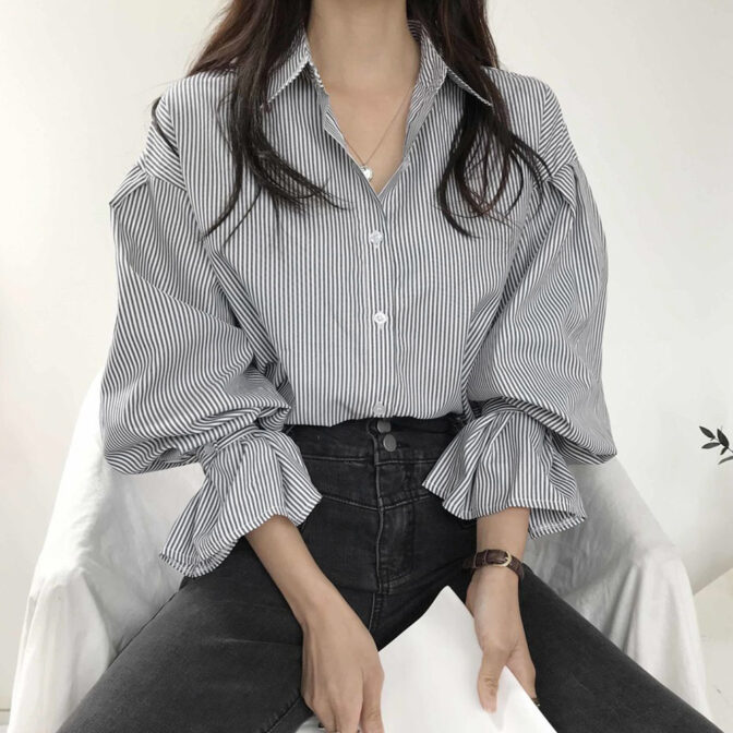 ストライプシャツレディース
