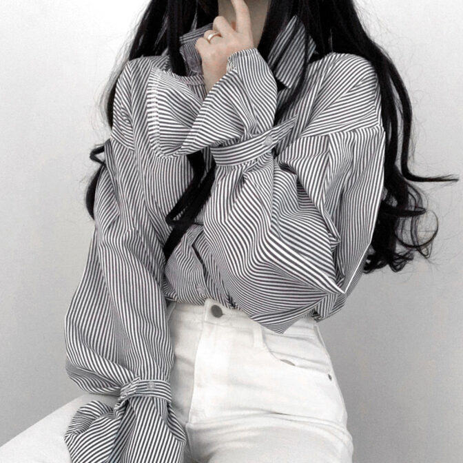 ストライプシャツレディース