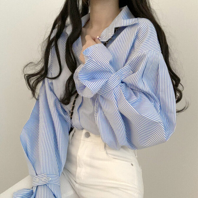 ストライプシャツレディース