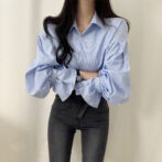 ストライプシャツレディース