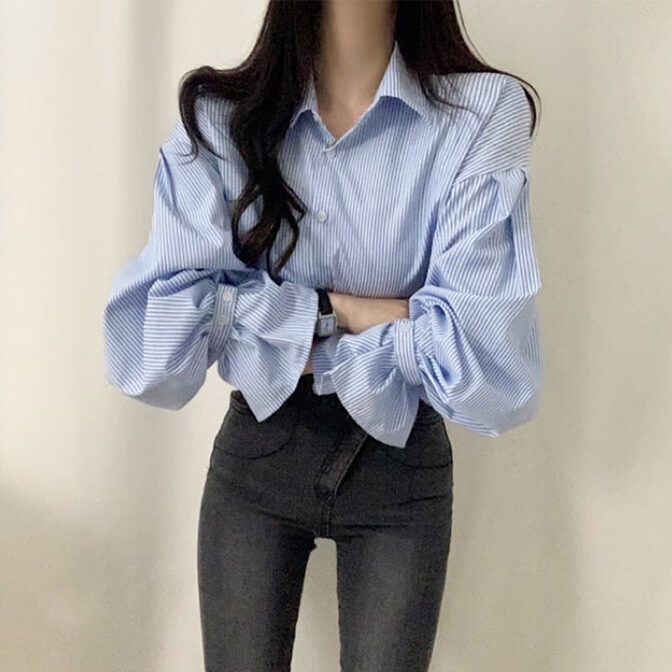 ストライプシャツレディース