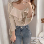 ブラウス フリルネック