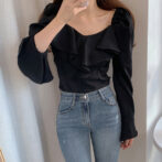 ブラウス フリルネック