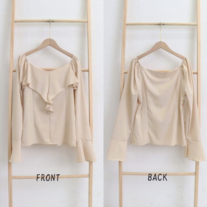 ブラウス フリルネック